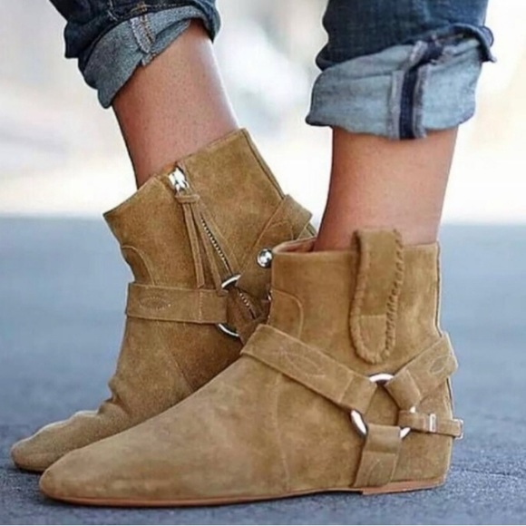 Isabel Marant Etoile Light Brown Suede Ralf Gaucho Ankle Boots Booties - Picture 1 of 10